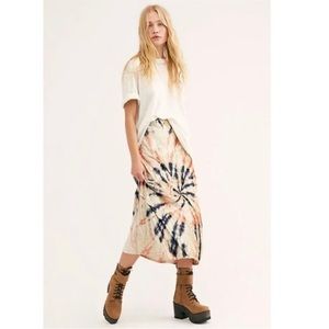 Free People Serious Swagger Tie Dye Midi Skirt, Sz L